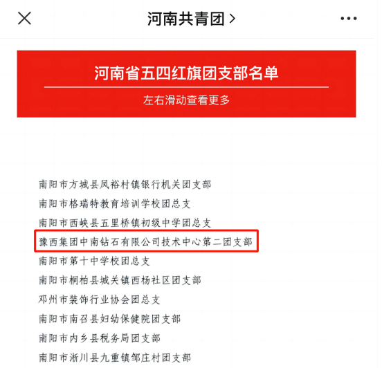 喜迅！中南鉆石技術(shù)中心第二團(tuán)支部榮獲“河南省五四紅旗團(tuán)支部”